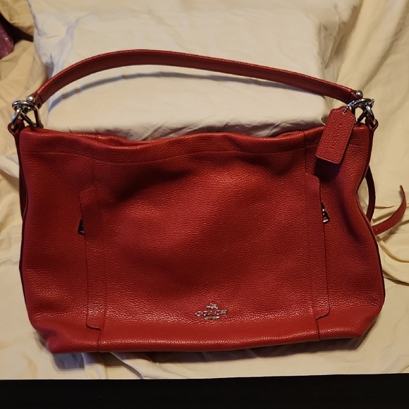 Coach Handbags - Coach Vibrant Red Leather Shoulder Bag